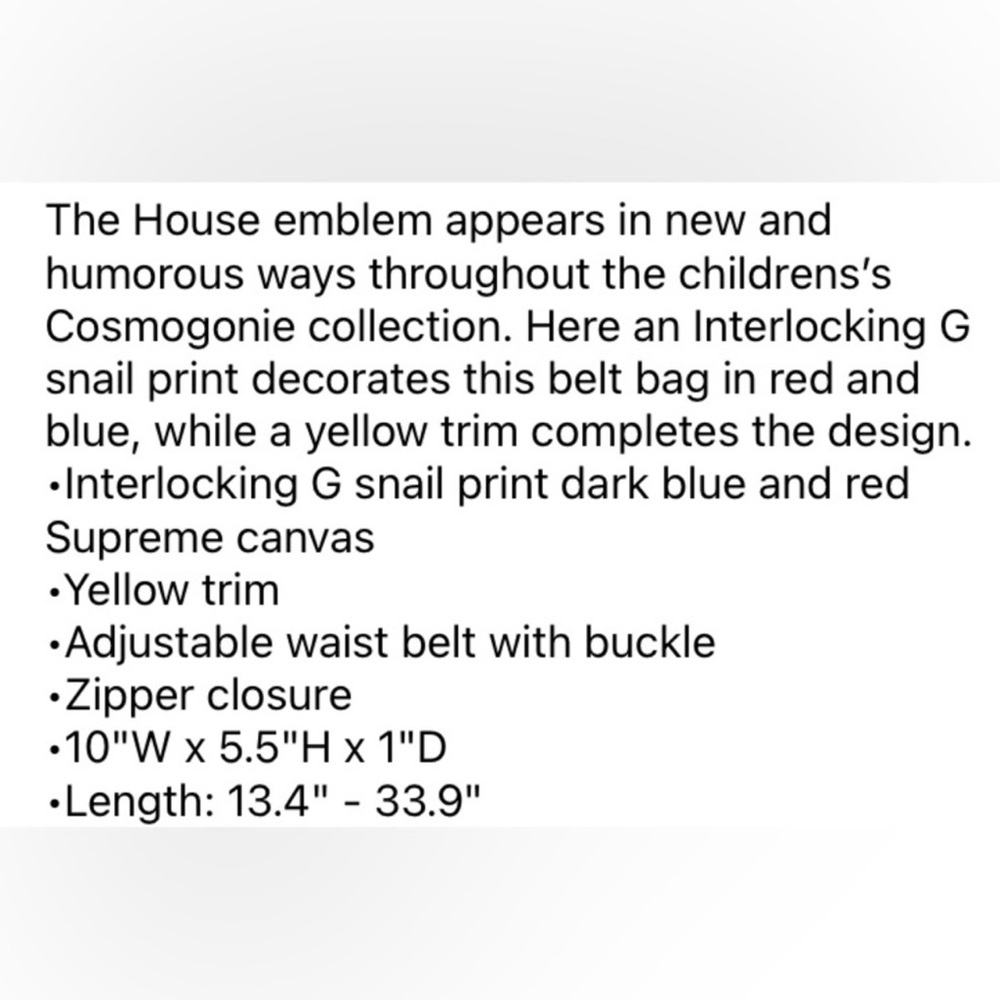 Gucci Kids Children’s Waist Belt Fanny Pack Interlocking G Snail 🐌 ✌🏼 - Picture 14 of 14